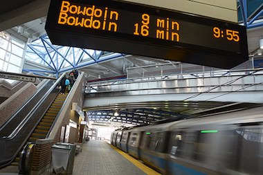 Blue Line train departing Airport station