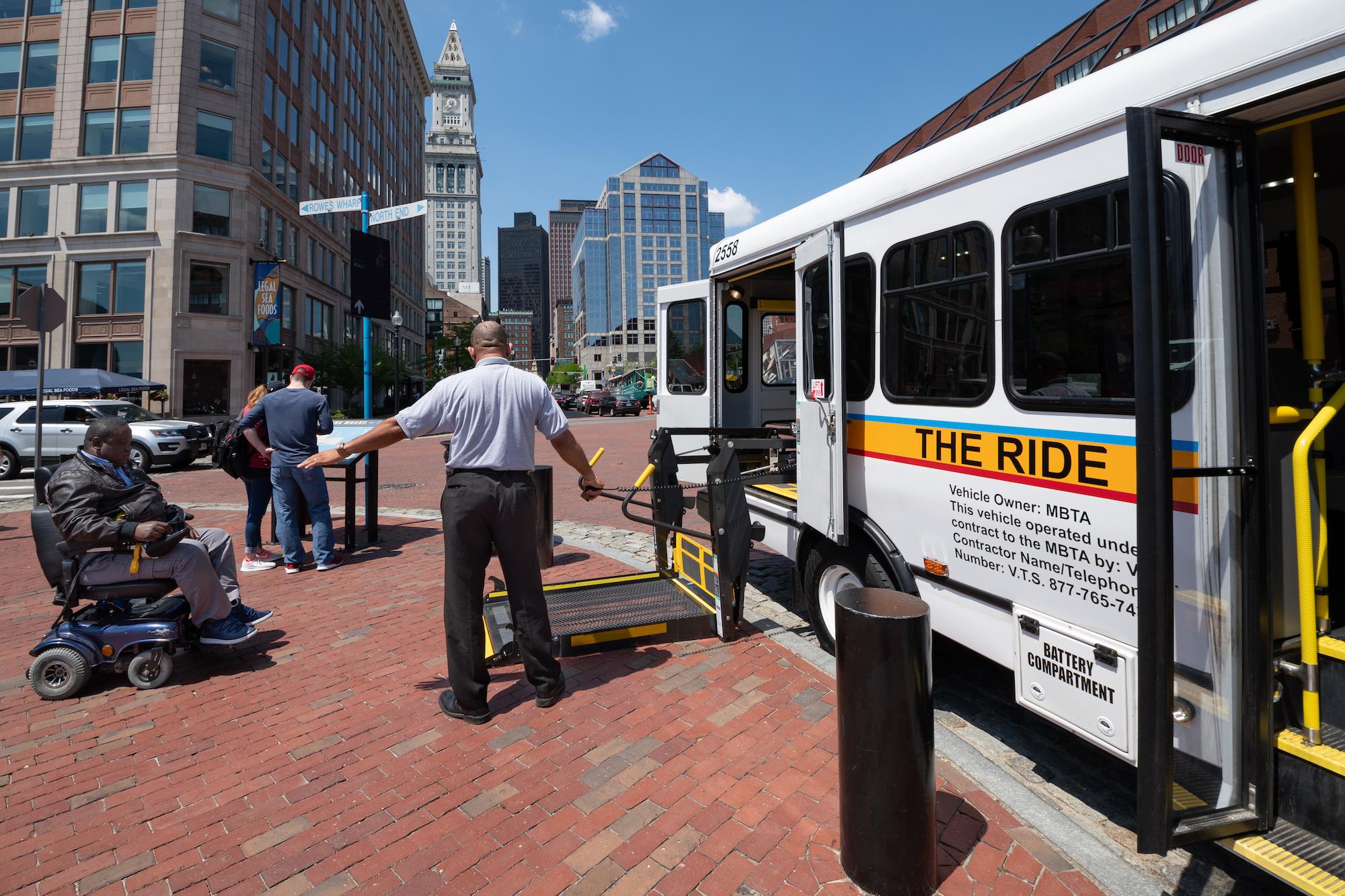 customer boarding the ride with lift