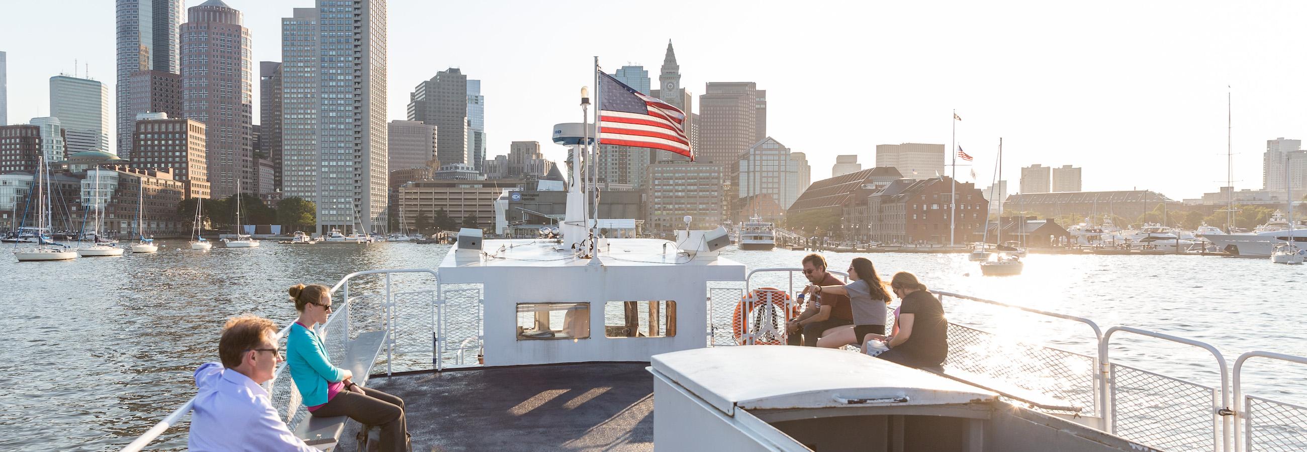 boston harbor skyline from ferry