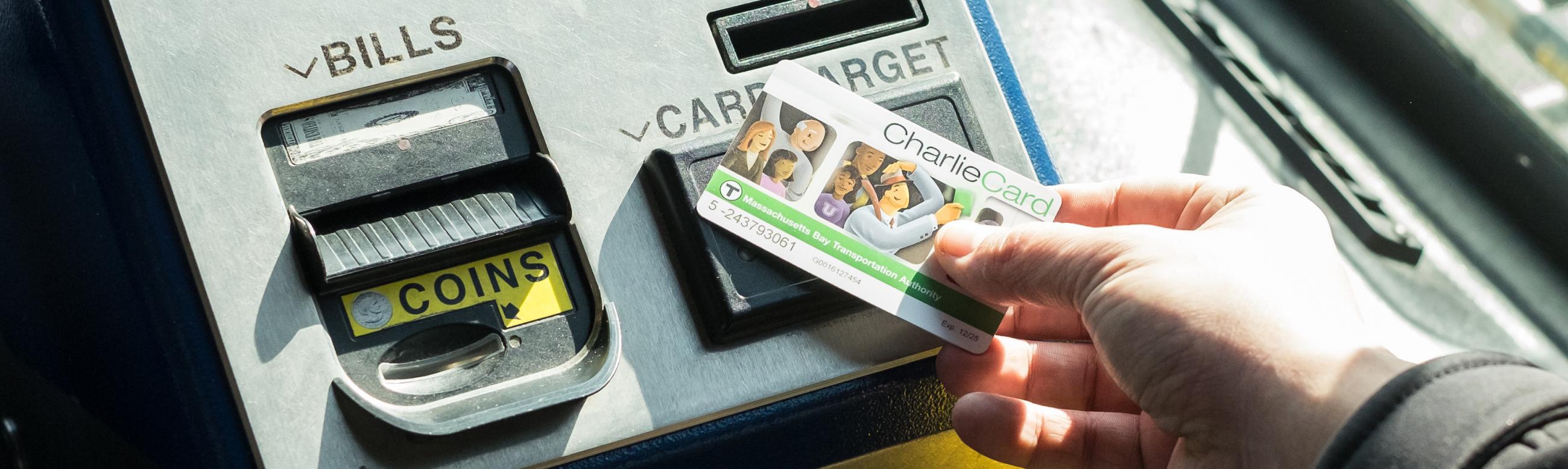 CharlieCard being used at fare box