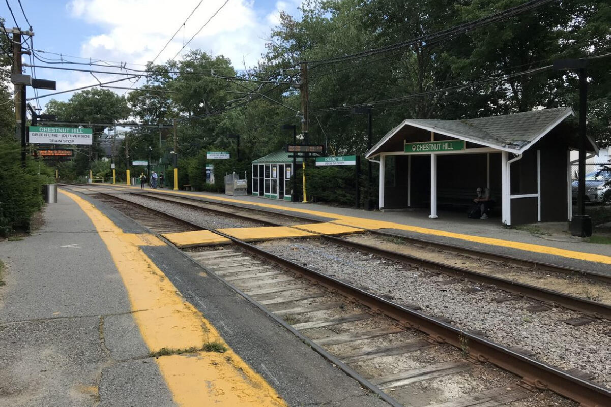 Chestnut Hill station with no vehicles or riders