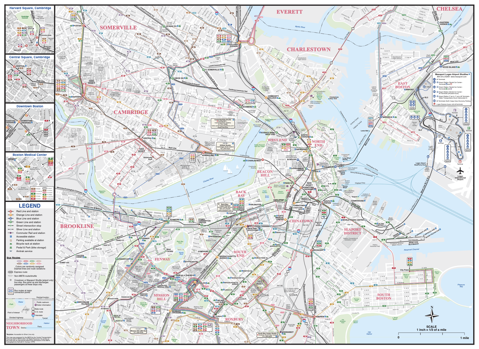 Map of Downtown Boston transit